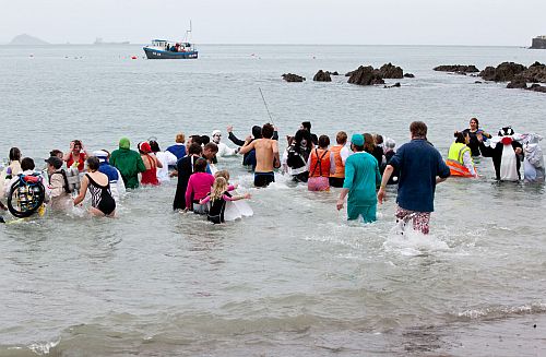 January 1st 2012 - Pretty cold day for the annual charity swim in Cornwall