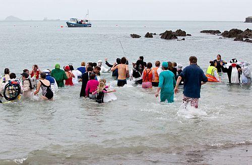 Pretty cold day for the annual charity swim in Cornwall January 1st 2012 - Pretty cold day for the annual charity swim in Cornwall