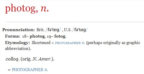 Definition: Photog - Oxford English Dictionary (OED)