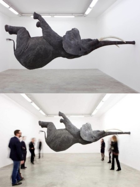Gravity-Defying Elephant Sculpture